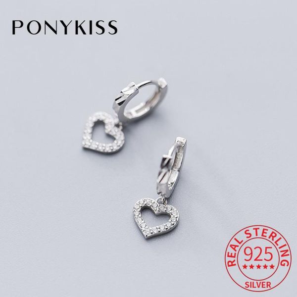 

sterling silver hollow heart zircon geometric hoop earrings women party commuting fashion accessory delicate gift & huggie, Golden;silver