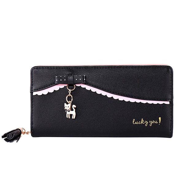 

wallets fashion pendant cat wallet phone lady tassel zip long clutch, Red;black