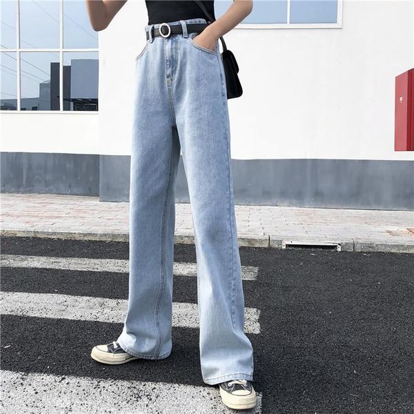 

fashion women's clothing vintage high waist jeans wide leg pants harajuku ulzzang hipster summer loose women bf, Blue