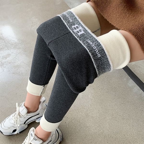 

yiwu autumn and winter new plush thickened leggings women's external thread high waist large size slim elastic warm cotton pants, Black