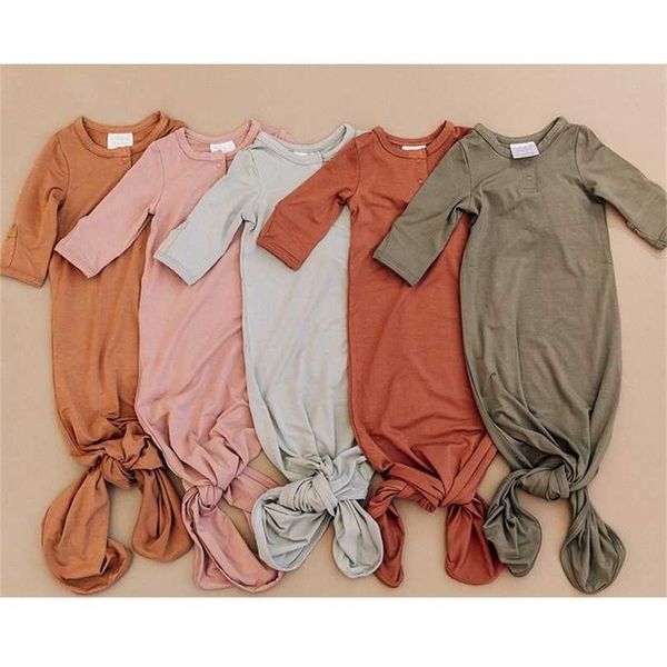 

knotted baby gown cotton born swaddle blanket sleeping bag kids girl boy gowns 211023