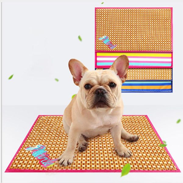 

kennels & pens double-sided pet dog mat soft comfortable cooling pad summer puppy cat rattan mats four seasons thermal pads for dogs cats