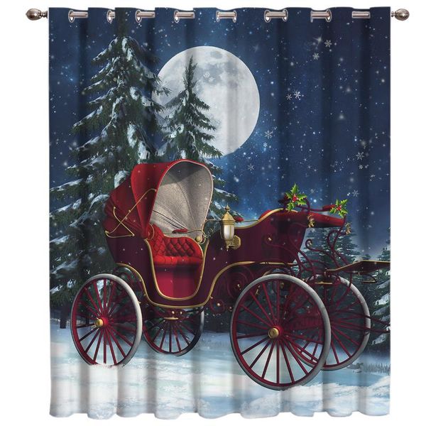 

curtain & drapes christmas car elk cart room curtains large window living decor bathroom kitchen indoor fabric kids treatmen