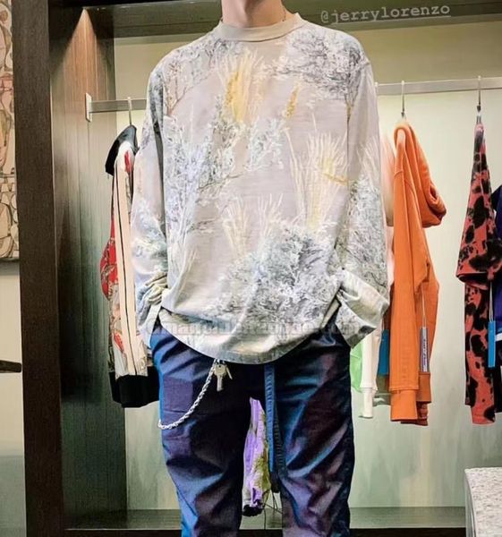

GMAN high street flower of God fog 6th Season 6 floral print Round Neck Long Sleeve Tee T-shirt KCKH, Flowers / as shown in the picture
