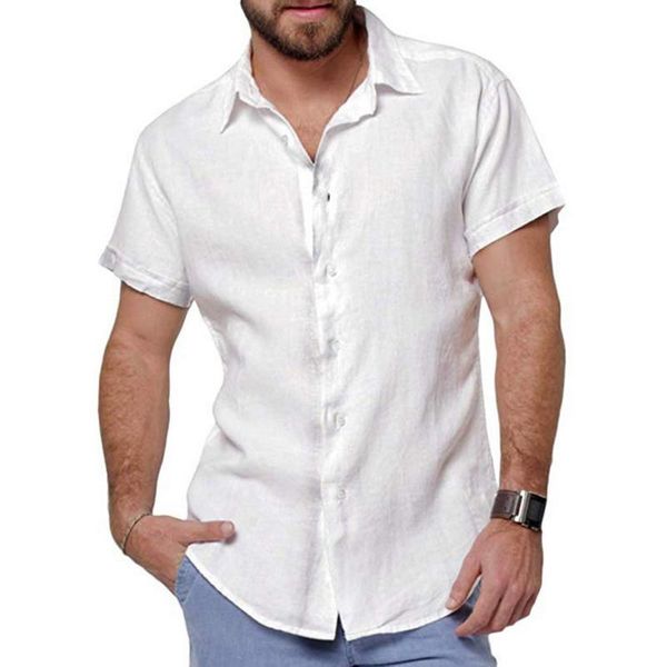 

men's casual shirts nice summer men shirt solid vogueshort sleeve camisas hombre button simple cotton linen vintage harajuku, White;black
