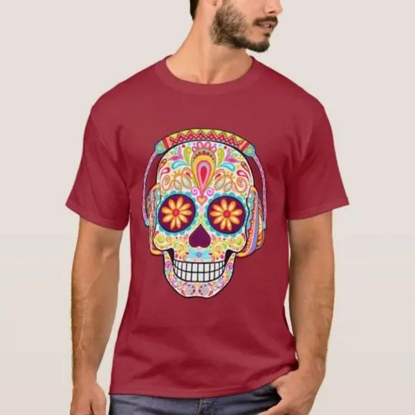 

colorful skull pattern men's 3d printing t-shirt visual impact party punk gothic round neck american muscle style short sleeves, White;black