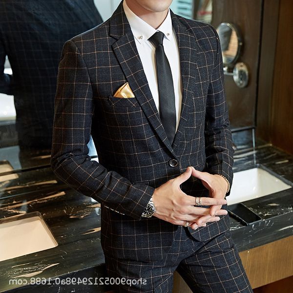 

man suit bus men's small slim fit plaid casual single wt (with suit), White;black