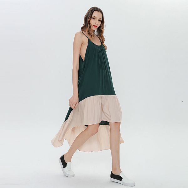 

dresses elegant ruched patchwork sling female square collar sleeveless hit color midi es for women 2021 style, Black;gray