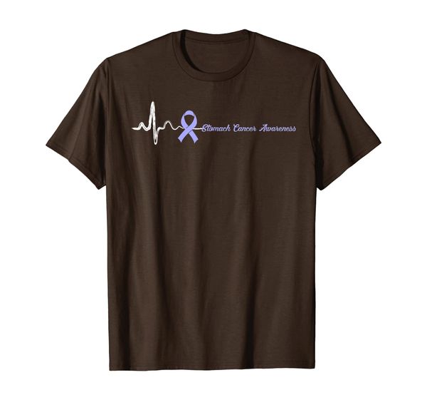 

heart beat periwinkle blue ribbon stomach cancer awareness t-shirt, White;black