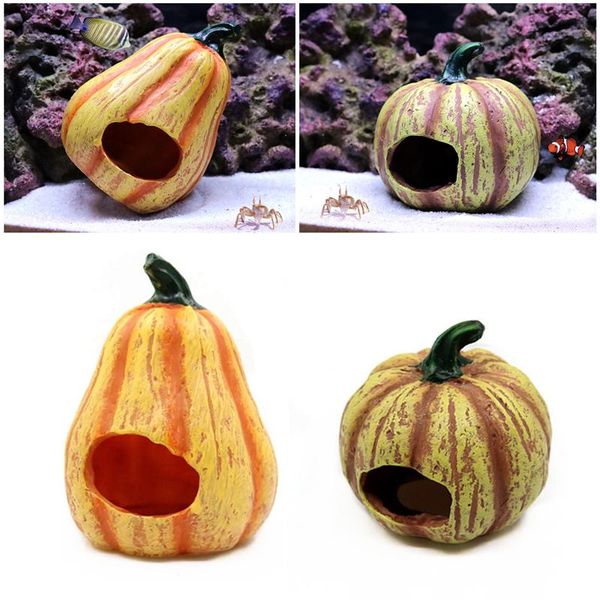 

decorations resin artificial pumpkin house aquarium decoration fish shrimp hiding cave shelter ornament tank landscaping accessories
