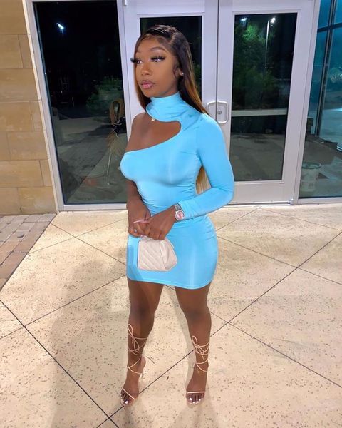 

casual dresses autumn women's single shoulder hip wrap dress, Black;gray