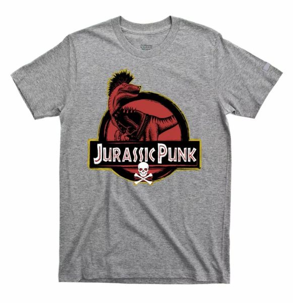 

jurassic punk park t-shirt tee movie parody dinosaur funny retro music punk, White;black