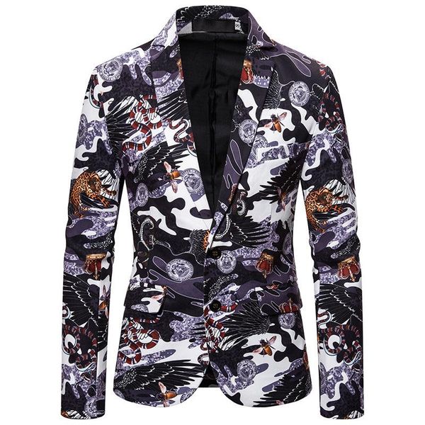 

men's suits & blazers printed men blazer masculino slim fit jacket hombre host stage clothing singer chaqueta, White;black