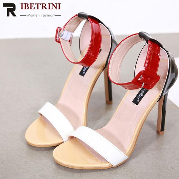 

fashion female summer shoes woman candy color high heel ankle strap sandals women casual prom party, Black