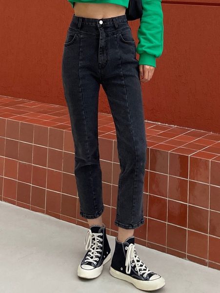 

dazy high waist straight leg jeans 65ca#, Blue