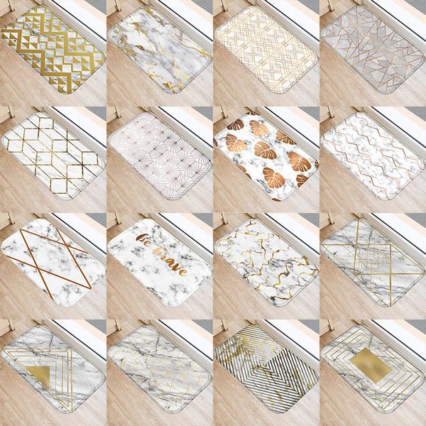 

brief marble geometric printed kitchen door mat 40*60 coral velvet carpet rubber floor mats colorful non-anti-slip rug 48267-4 carpets