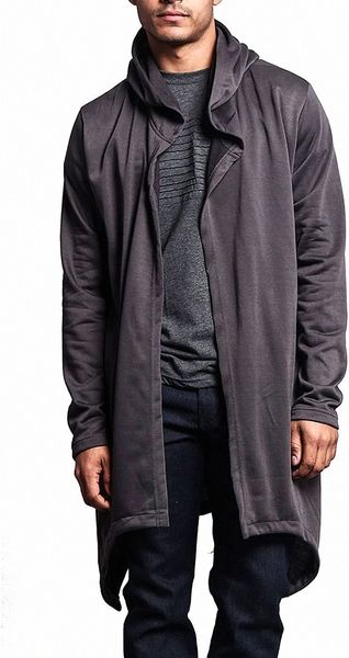

victorious men's long length cloak cardigan hoodie 407a#, Black