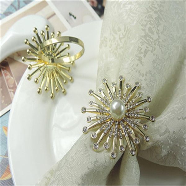 

napkin rings 30 el restaurants exquisite high-end rhinestone pearl ring cloth sun flower tip direct sales
