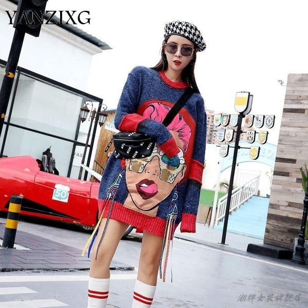 

women's sweaters cartoon women sweater 2021 autumn patchwork color with tassel knitted pullovers s945, White;black