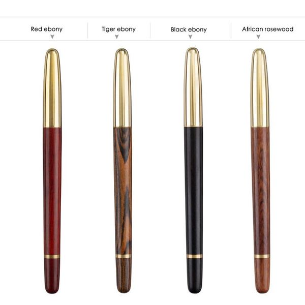 

fountain pens ancicraft pen medium nib 0.5mm with 1pcs leather case in gift box solid wood handmade for collection