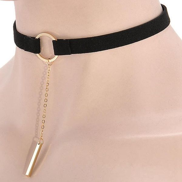

pendant necklaces velvet choker for women girls simple round tassel collar clavicle summer jewelry necklace, Silver