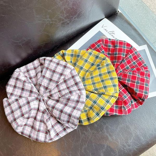 

beanies retro adjustable flat warm hat fashion girls keep female winter women caps plaid lattice beret painter