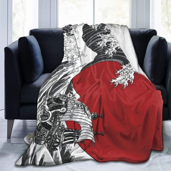 

red the great wave ultra-soft lightweight blanket flannel throw blanket