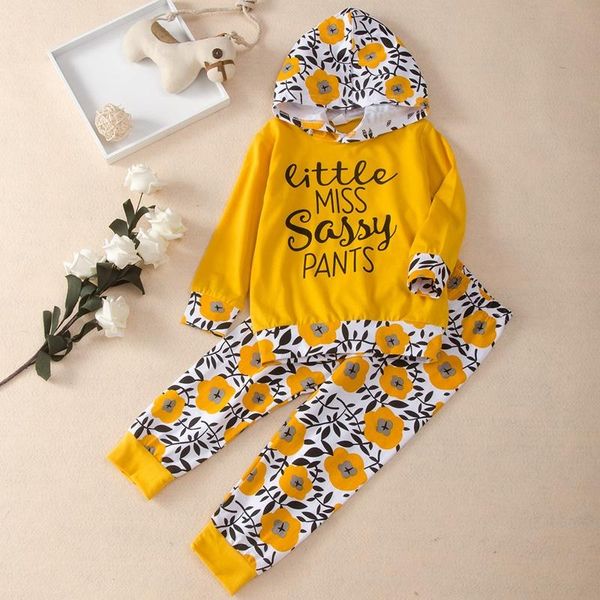 

clothing sets fashion clothes 2 piece set patchwork letter flower print long sleeve hoodies sweater +trousers baby girl boy 1-6y, White