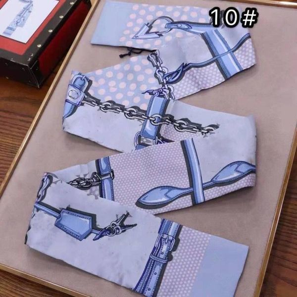 

2021 classic handbag scarf headbands women letter flower silk scraves bandeaux bag hair bandeau 8x120cm, Blue;gray