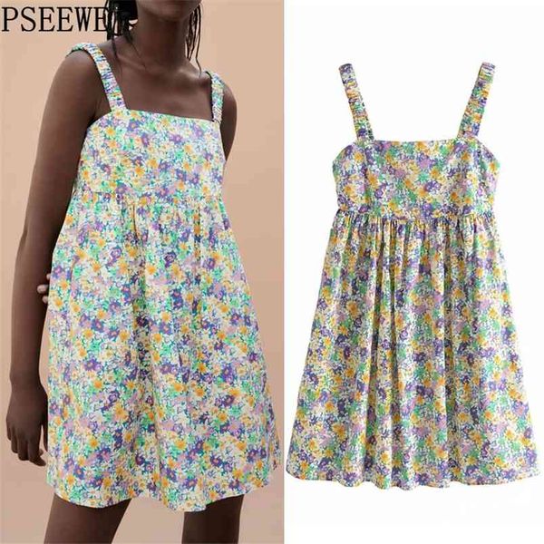 Floral mini vestido mulher verão arco sem encostas largas corações curtas casuais mulheres ruched sexy beach slip 210519