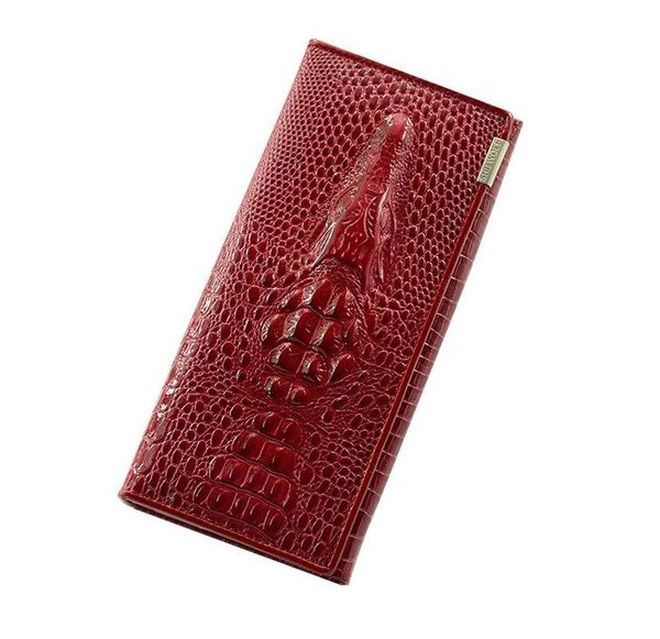 

wallets crocodile pattern wallet ladies long zip leather bag large capacity clutch, Red;black