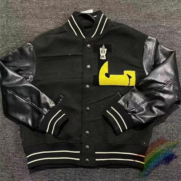 

cardigan 2021fw baseball jacket men women 1:1 quality coat leather sleeve streetwear jackets men's, Black;brown
