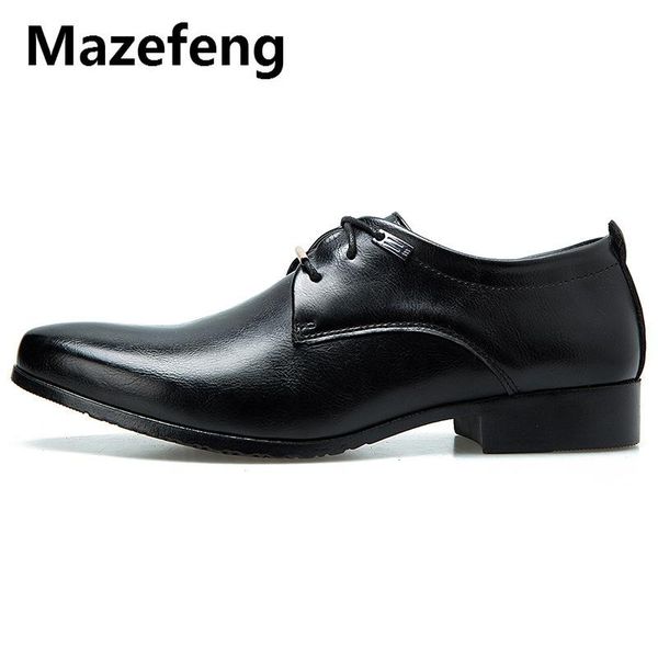 

dress shoes mazefeng 2021 british style leather men lace-up bullock business oxfords male formal shoe, Black