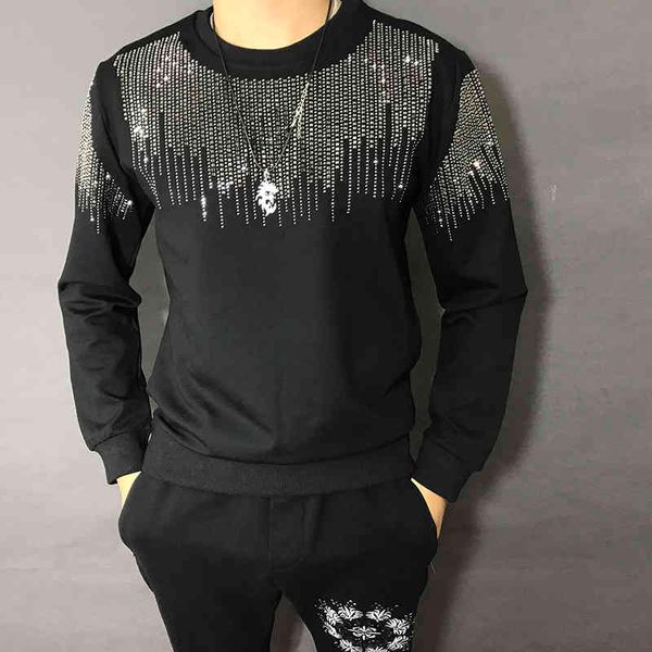 

men's t-shirts royal streetwear hip hop outerwear luxury shining homme autumn sweat black 7aw2, White;black