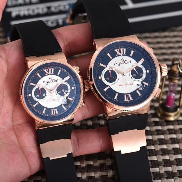 

wristwatches classic men women chronograph rose gold black blue coffee silver rubber stainless steel watches luminous sport + un, Slivery;brown