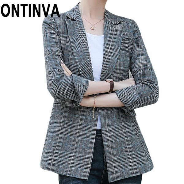 

women's houndstooth green red plaid slim design retro suit jacket 2021 autumn style blazer plus size women elegant suits & blazers, White;black