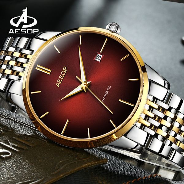 

designer watch brand watches luxury watch es green water ghost men's fully automatic mechanical fashion luminous waterproof 9043, Slivery;brown