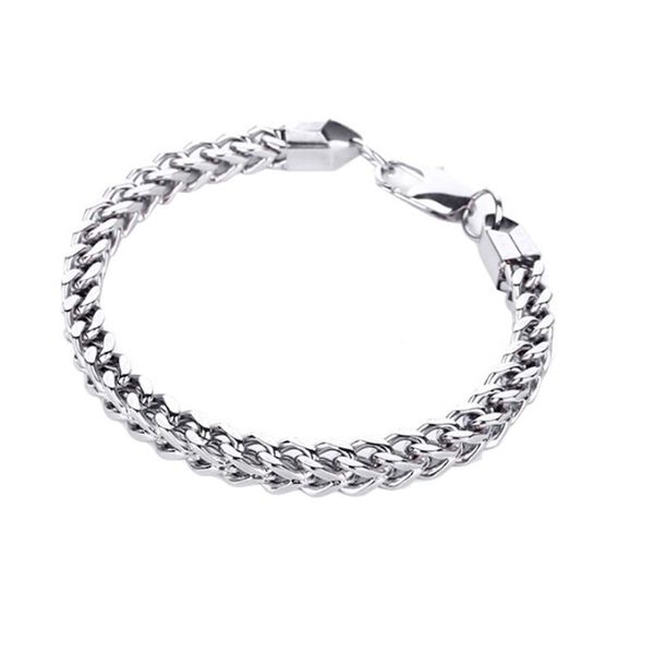 

jewelery fashion trendy bracelets stainless steel man women press flat hand chain bracelet with titanium charm, Golden;silver