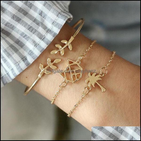 

bracelets fashion 3pcs/set bangle bracelet metal women cat cute fairy classic light yellow gold color bracele for jewelry drop delivery 2021, Black