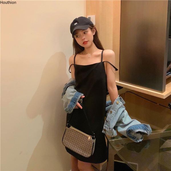 

casual dresses suspenders for women's one word collar solid color nightclub fashion comfortable dress summer, Black;gray
