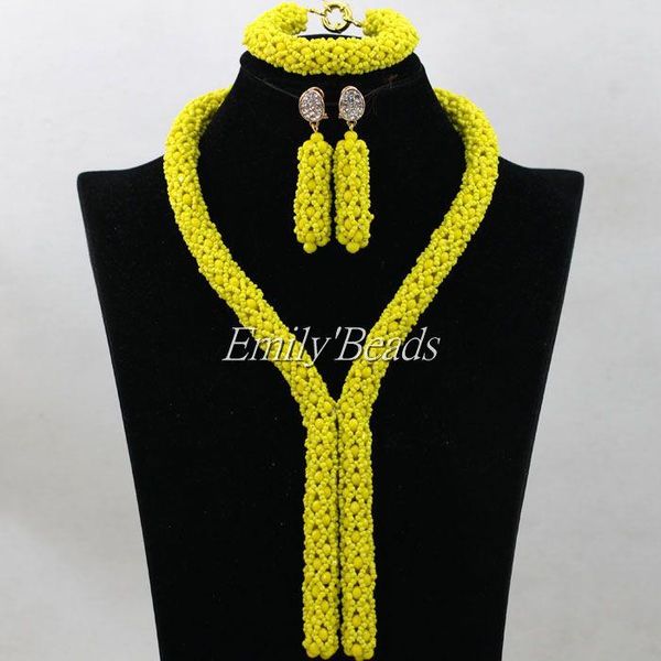 

earrings & necklace 2021 lady wedding beads jewelry set yellow african crystal fashion women alj214, Silver