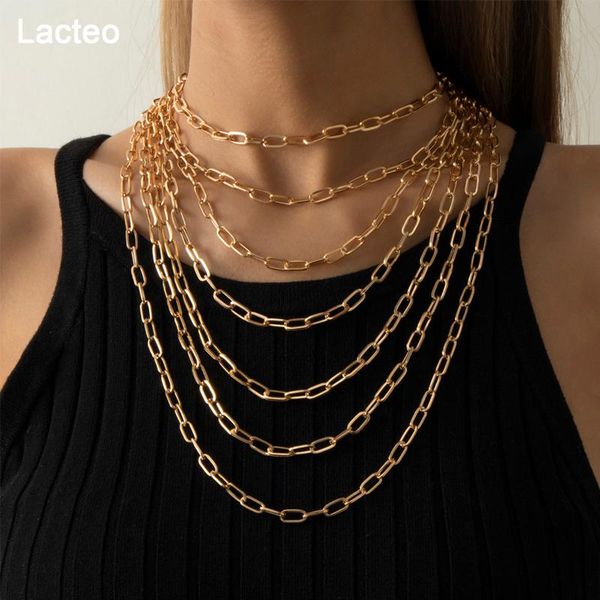 

lacteo kpop exaggerated multi layer cross chain choker necklace for women steampunk aluminum jewelry charm chokers, Golden;silver