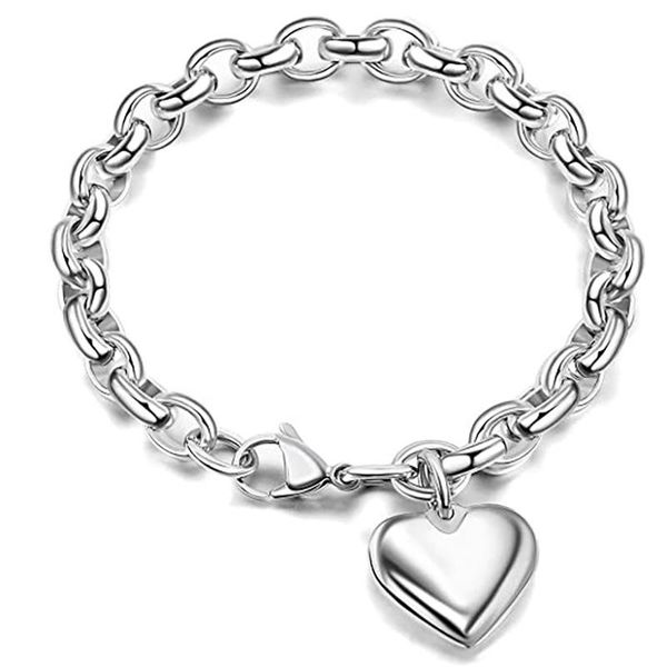 

link, chain stainless steel bracelet for women o link chains titanium heart bracelets bangles lover jewelry gifts, Black