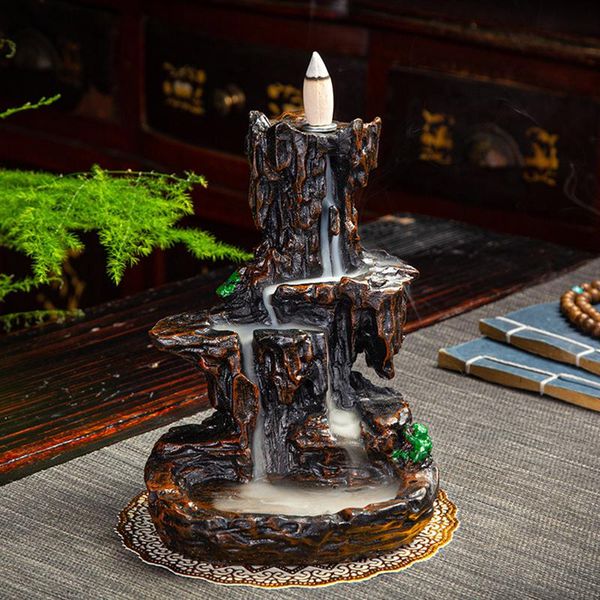 

waterfall incense burner resin holder buddhist backflow censer deskhome decor gift 50 mixed cones fragrance lamps