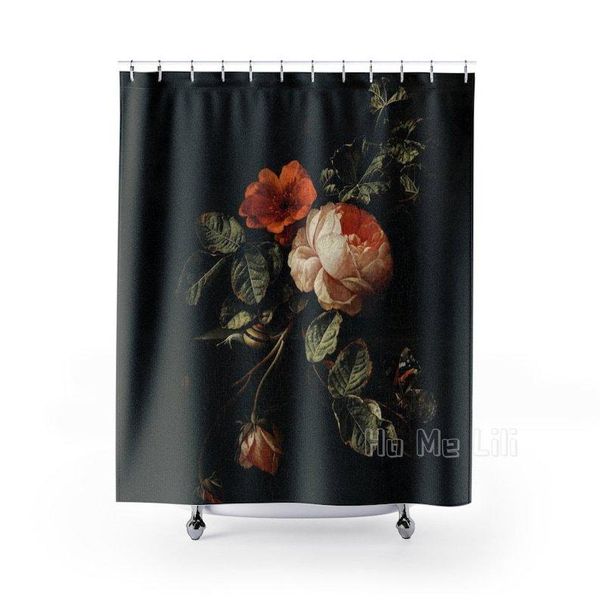 

shower curtains black floral curtain renaissance decor vintage painting