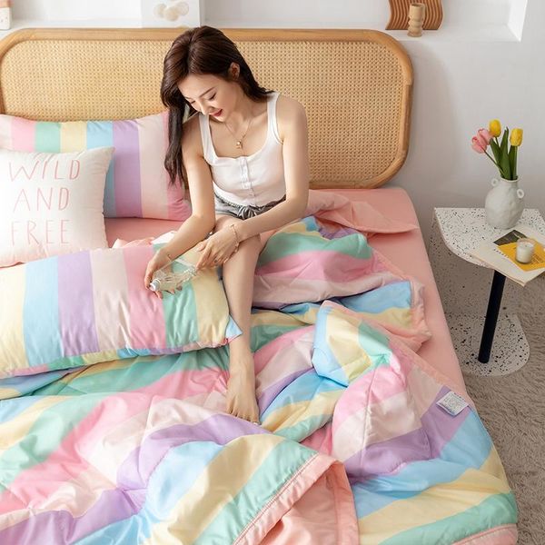 

comforters & sets kawaii cool summer quilt a/b double-sided soft breathable blanket bedspread plaid sofa bed cover full queen size home deco