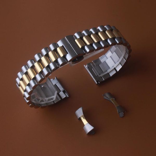 

watch bands stainless steel watchbands bracelet women men silver solid metal strap 12 13 14 15 16 17 18 19 20 21mm 22mm accessories, Black;brown