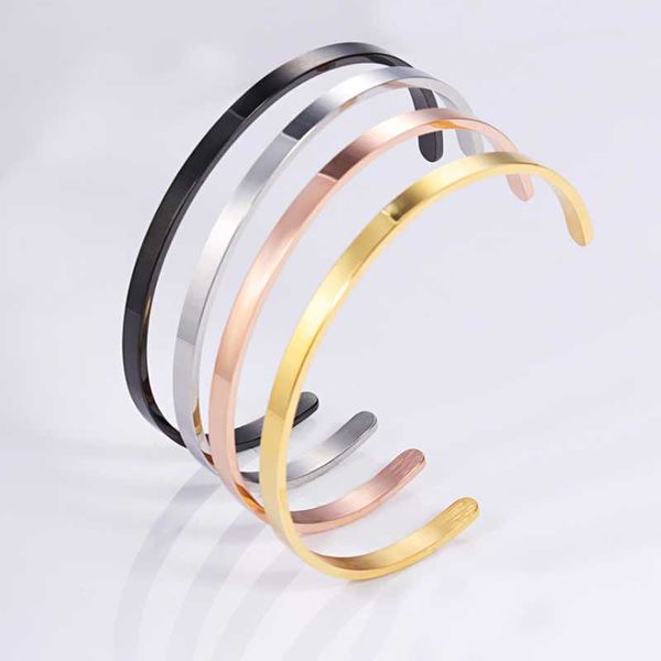 

bangle drop adjustable stainless steel c-shaped opening bracelet jewelry for women men gift, Black