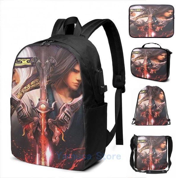 

backpack funny graphic print qin shi ming yue poster usb charge men school bags women bag travel laptop