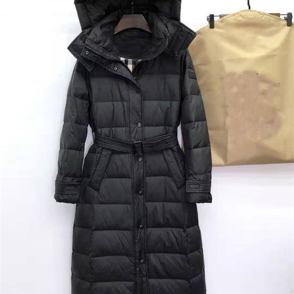 

outer single high-end 2021 slim fit winter new women's coat medium thick knee length down jacket, Black